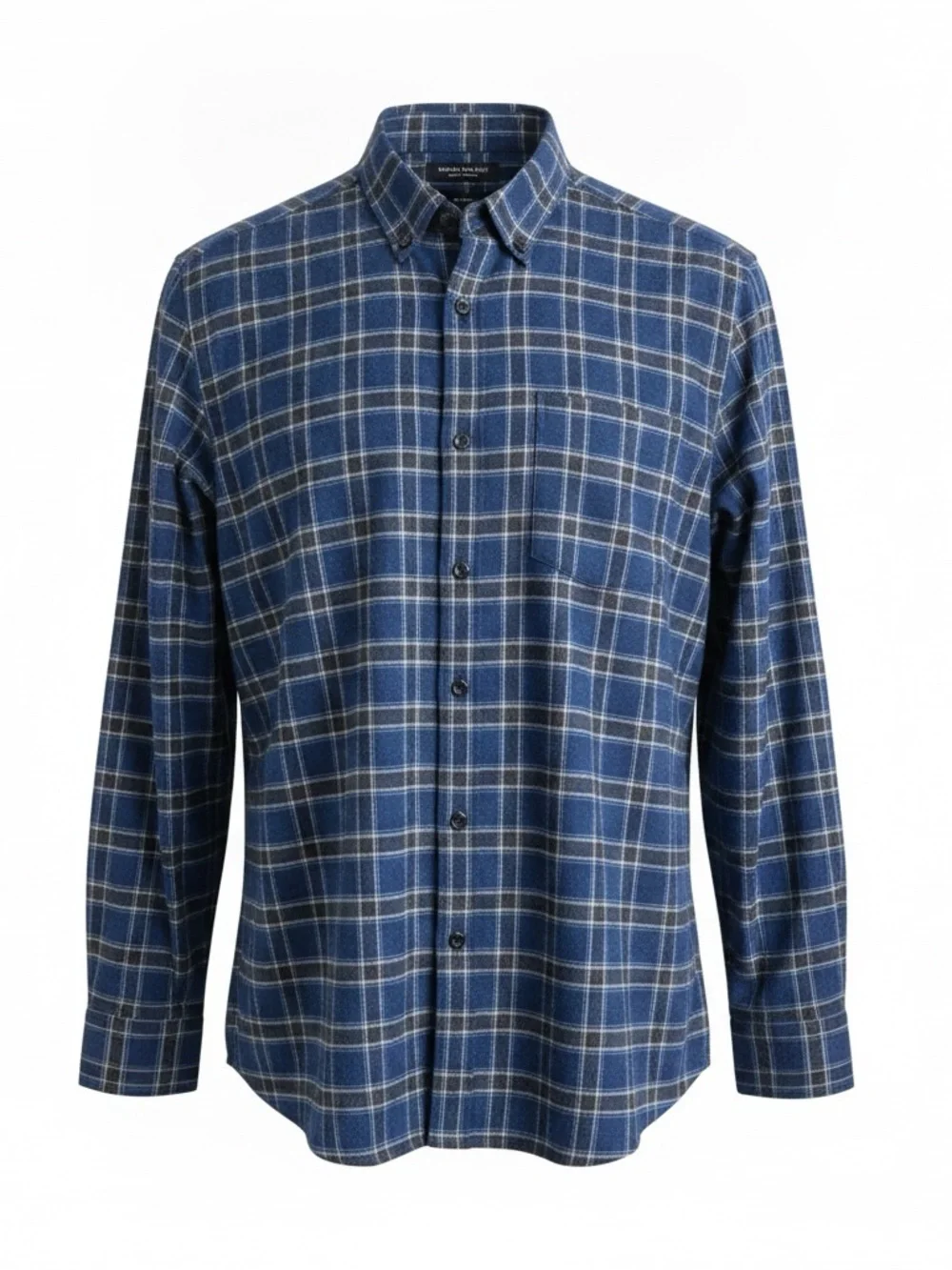 Men's Banana Republic Luxe Flannel Blue Plaid Long-Sleeve Button-Down Shirt